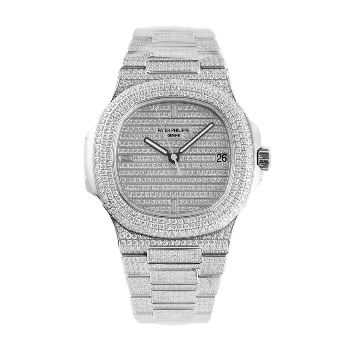Nautilus Jumbo 5711 D1am0nd Dial in White Gold with Paved D1am0nds