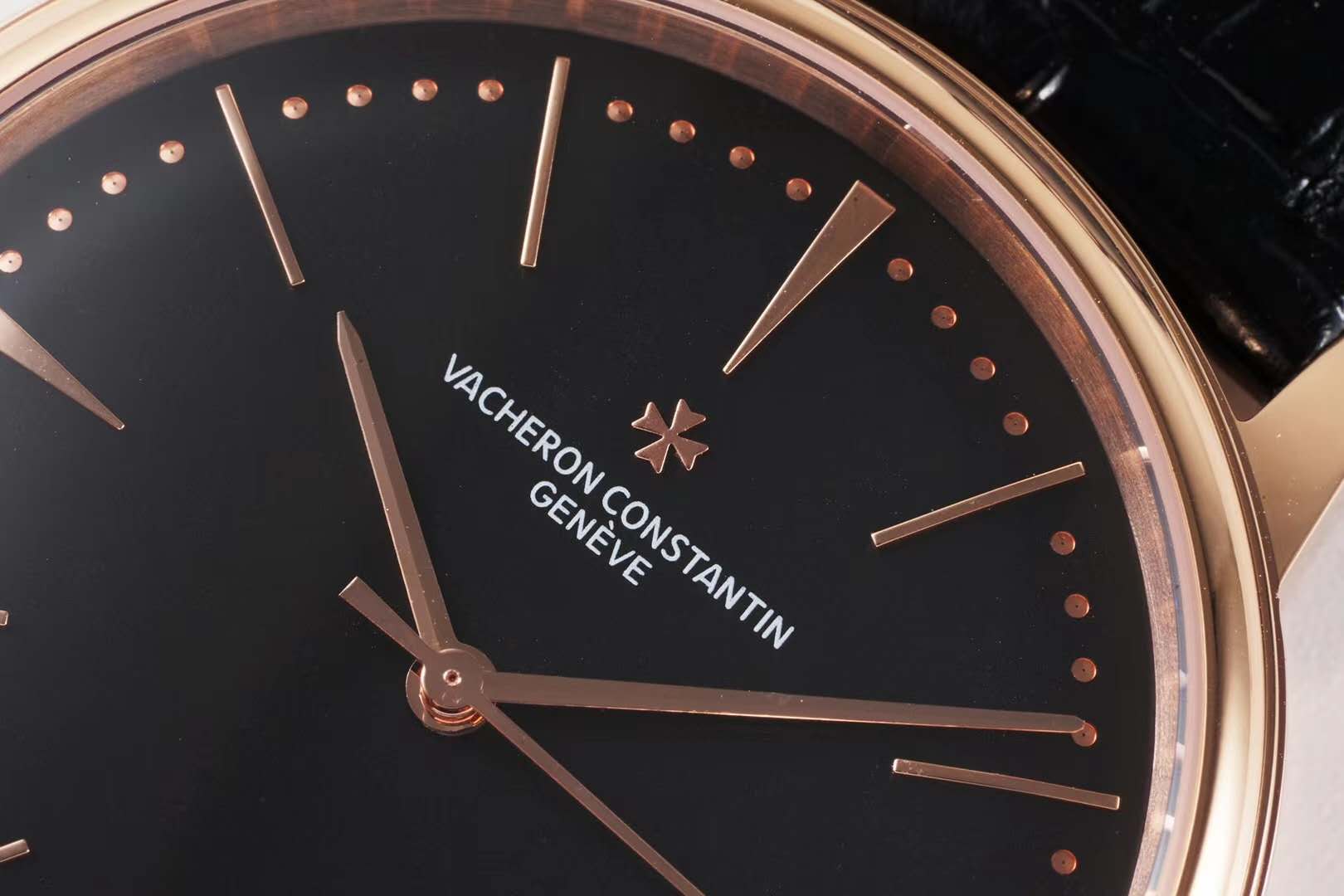 Patrimony Black Dial in Pink Gold Ref: 85180