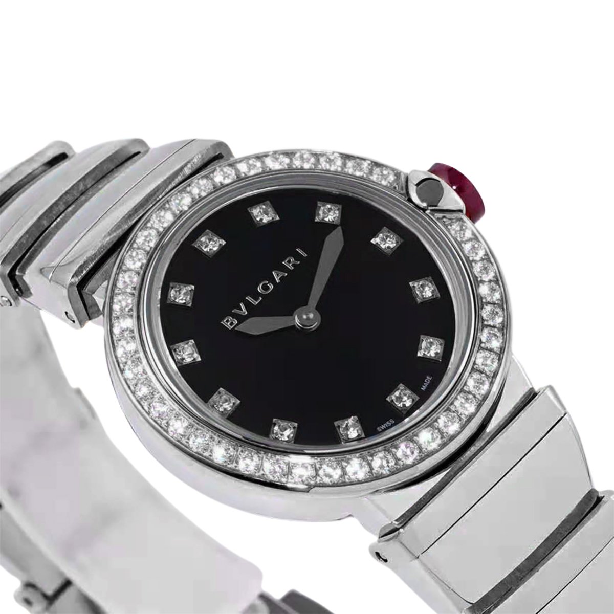 Lvcea Black Dial in Steel with D1am0nd Bezel