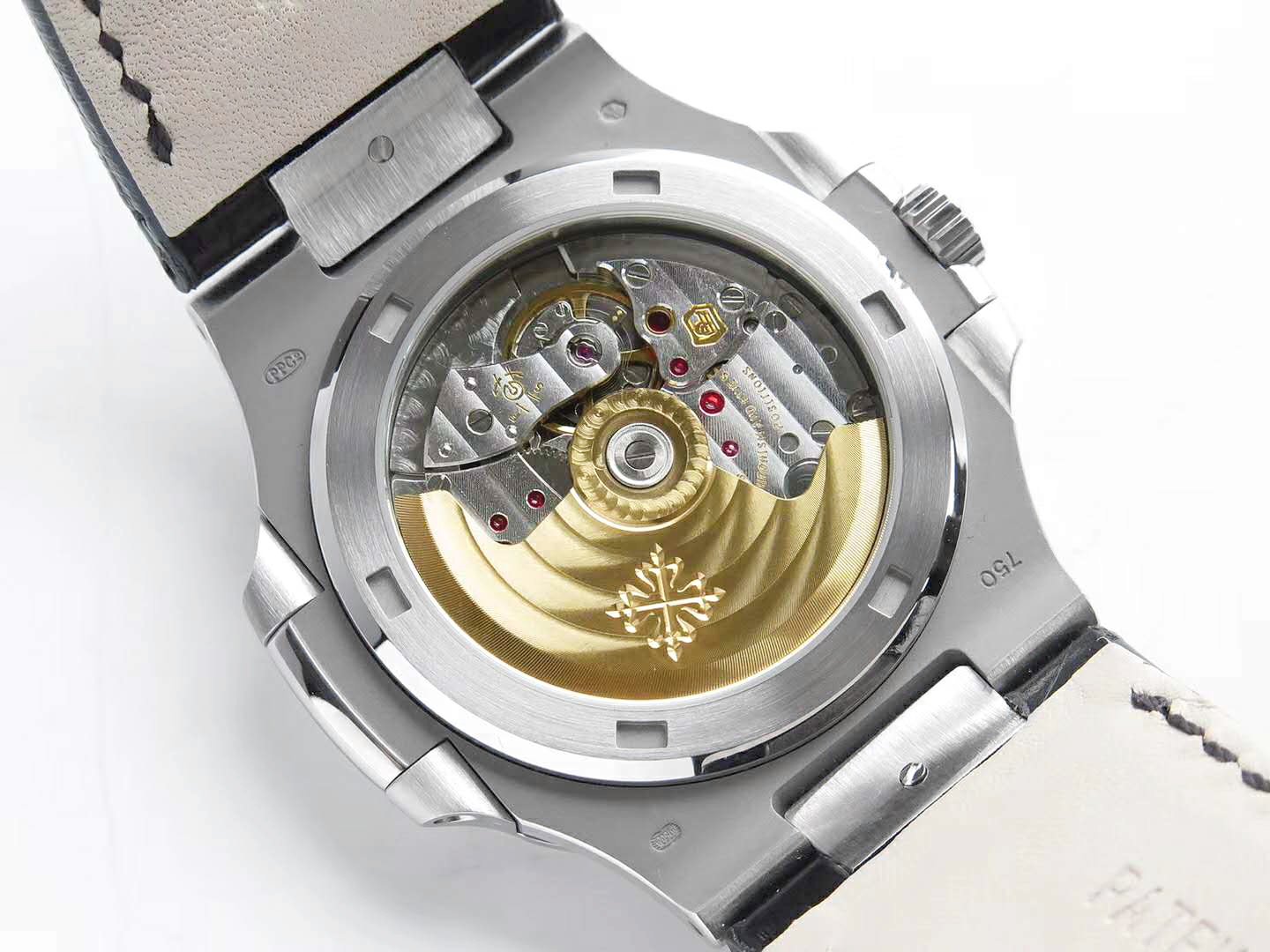 Nautilus Jumbo 5711 Blue Dial in Steel with Black Leather Strap