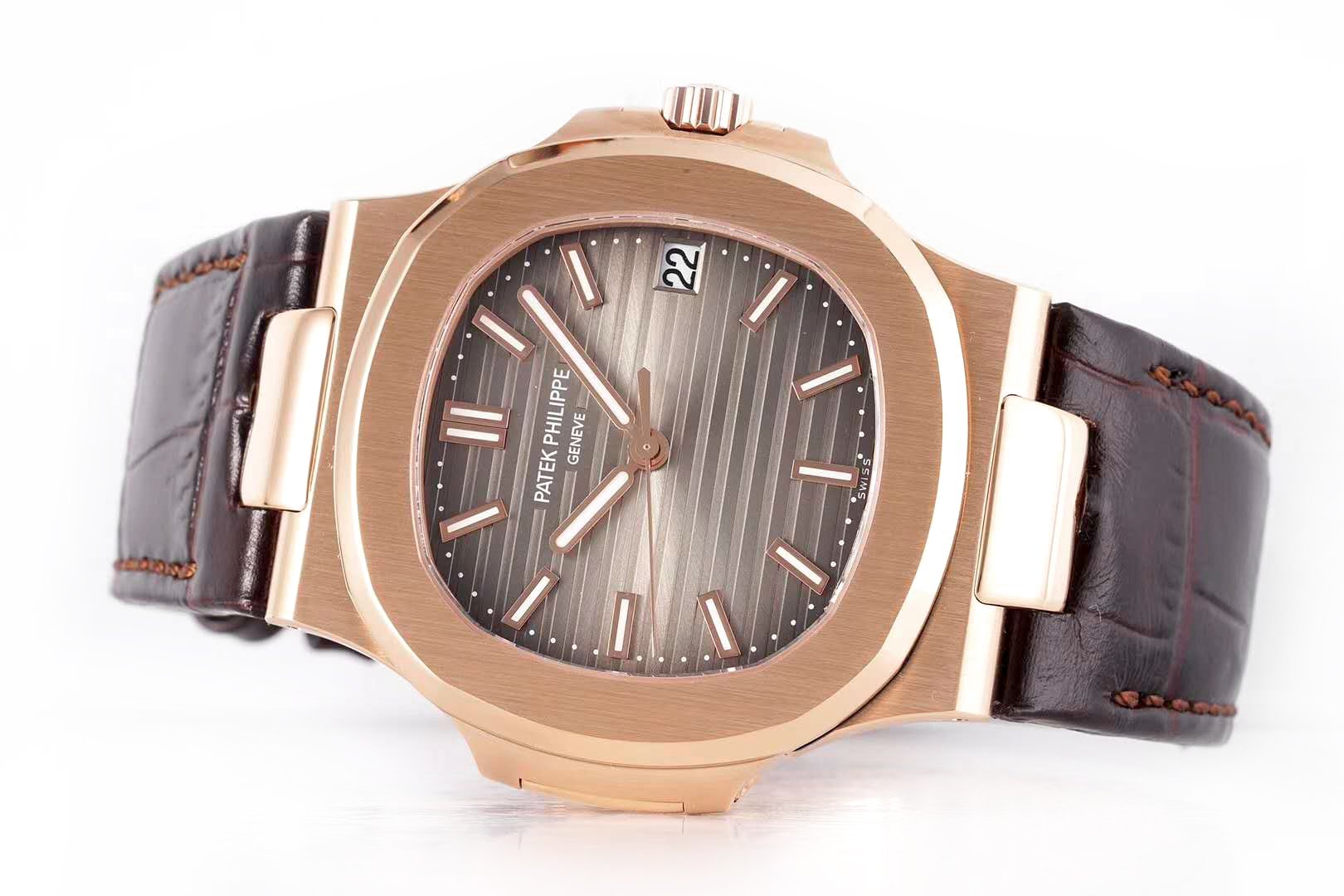 Nautilus Jumbo 5711 Brown Dial in Rose Gold with Brown Leather Strap