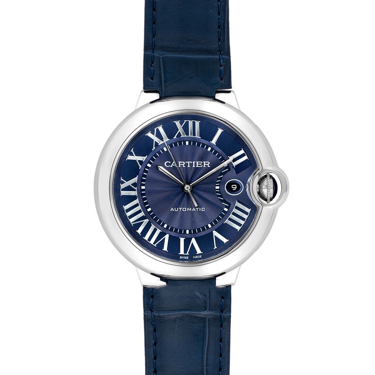 Ballon Bleu De Ca*t1er 42mm Blue Dial in Steel on Blue Leather Strap