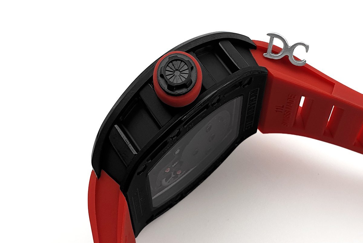 RM 052-01 Tourbillon Black Skull in PVD on Red Rubber Strap