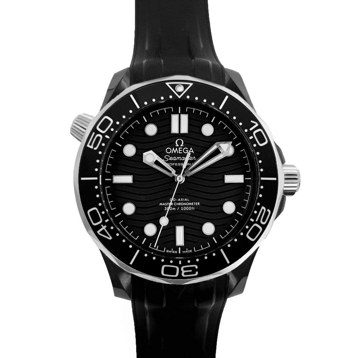 Seamaster Diver 300M Co-Axial Master Chronometer Black Dial 43.5mm on Black Rubber Strap