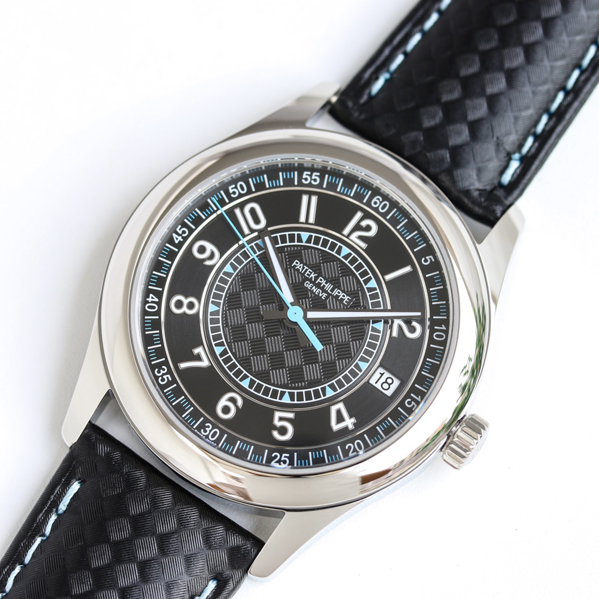 Calatrava 6007G-001 Sky Blue Black Dial in White Gold