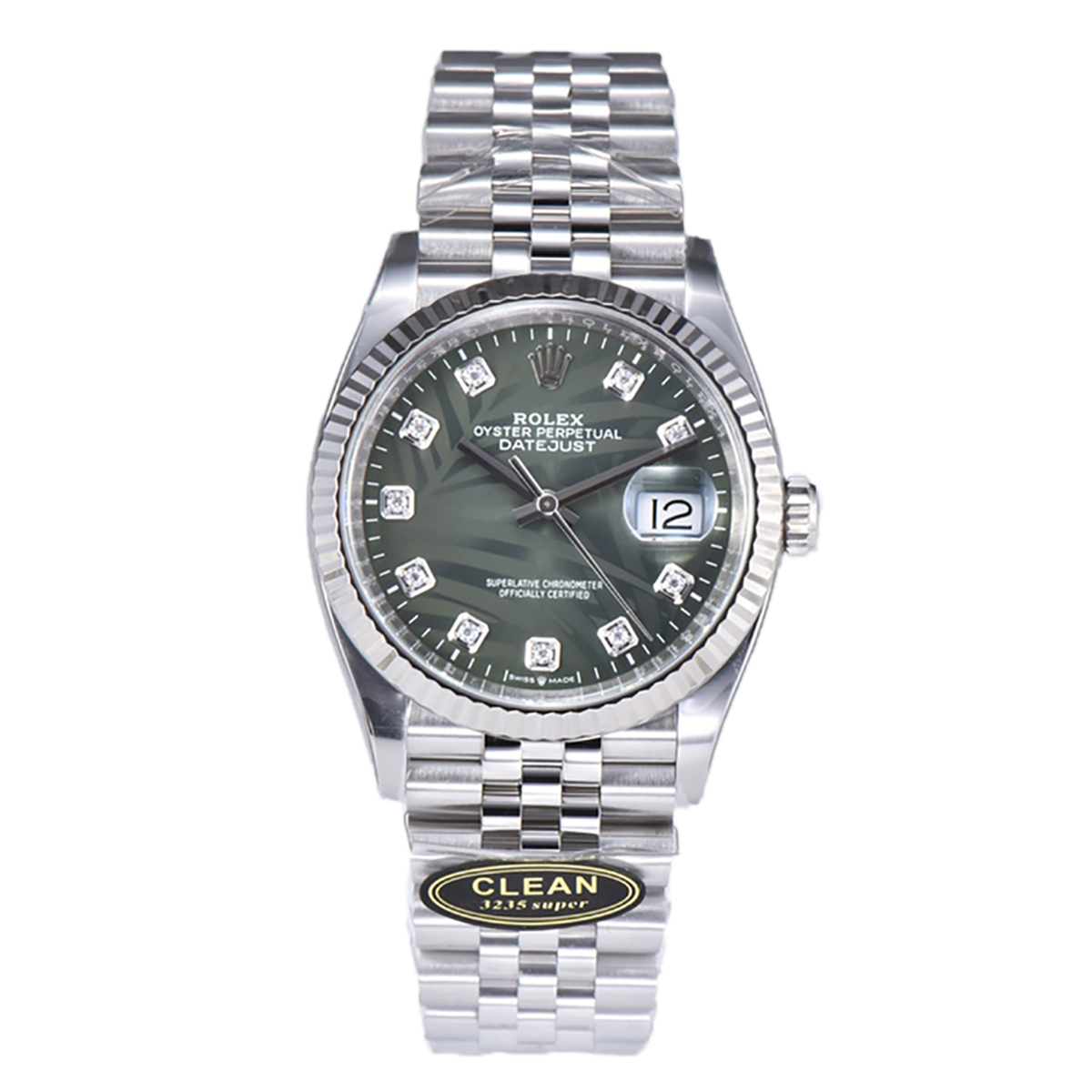 Datejust 36 126334 Olive Green Dial with D1am0nd Marker on Jubilee Bracelet