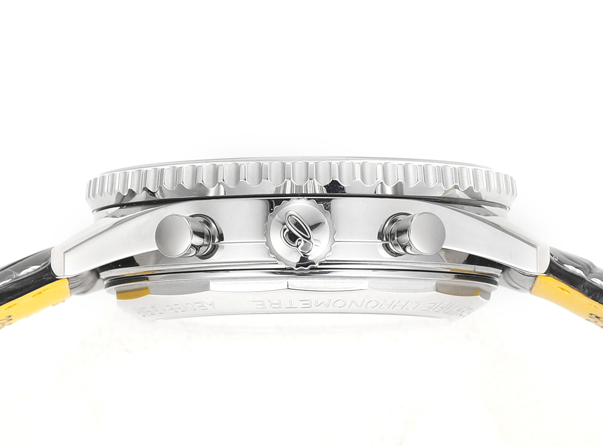 Navitimer B01 Chronograph 43 Silver Dial in Steel on Leather Strap Ref. AB0138241G1P1